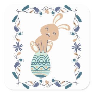 Vintage Easter Bunny and egg     Square Sticker