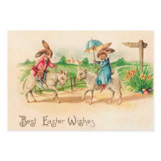 Vintage Easter Bunny Rabbit Riding Lambs Greetings  Sheets