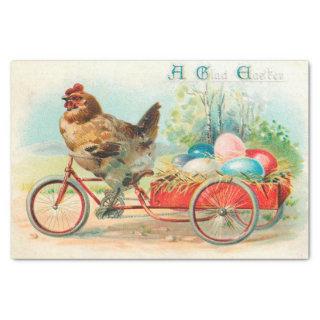Vintage Easter Chicken Riding a Bicycle Easter Egg Tissue Paper