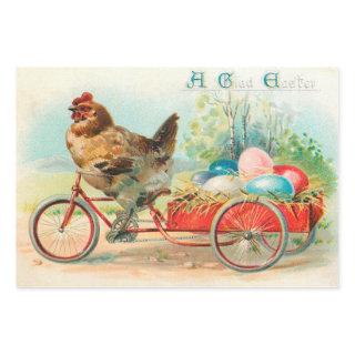 Vintage Easter Chicken Riding a Bicycle Easter Egg  Sheets