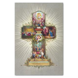 Vintage Easter Cross Religious Holiday Gold Tissue Paper