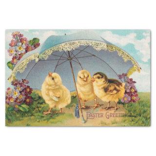 Vintage Easter Cute Chicks under a Parasol Tissue Paper