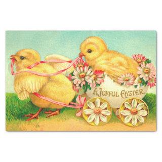 Vintage Easter Egg Chick Carriage Floral Flowers Tissue Paper