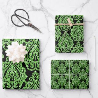 Vintage Egyptian Green Glitter Ornamental Pattern   Sheets