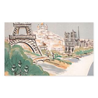 Vintage Eiffel Tower Paris Air Travel Advertising Rectangular Sticker