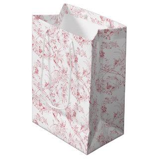 Vintage Engraved French Floral Fantasy Toile-Pink  Medium Gift Bag