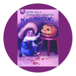 Vintage Entertaining Halloween Classic Round Sticker