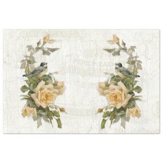 Vintage Ephemera Bird Botanical Floral Decoupage  Tissue Paper