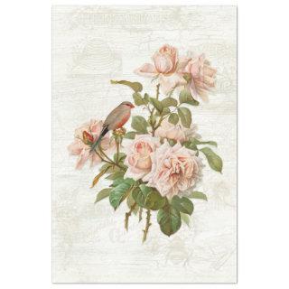 Vintage Ephemera Botanical Flowers Birds Decoupage Tissue Paper
