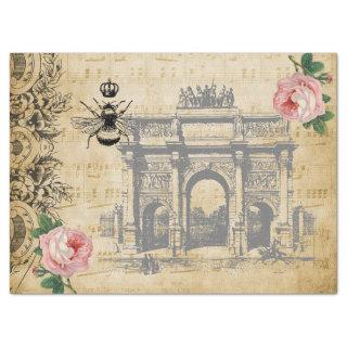 Vintage Ephemera Floral Script Bee Decoupage Roses Tissue Paper