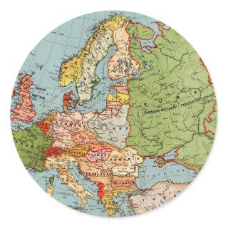 Vintage Europe 20th Century Bacon's Standard Map Classic Round Sticker