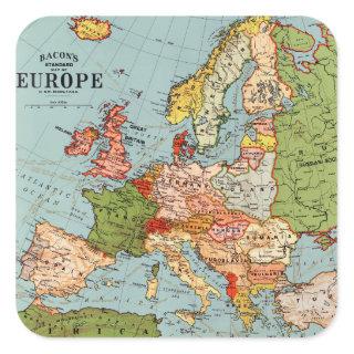 Vintage Europe 20th Century Bacon's Standard Map Square Sticker