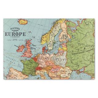 Vintage Europe 20th Century Bacon's Standard Map Tissue Paper