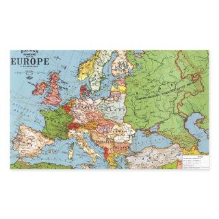 Vintage Europe 20th Century General Map Rectangular Sticker