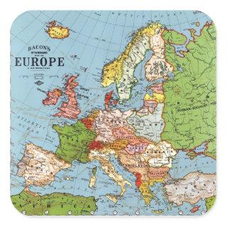 Vintage Europe 20th Century General Map Square Sticker
