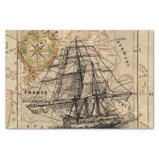 Vintage Europe Old Navigation Nautical Map Tissue Paper