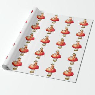 Vintage Fairy On A Mushroom, Retro Art Print