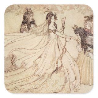 Vintage Fairy Tales, Cinderella by Arthur Rackham Square Sticker