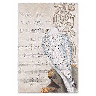 Vintage Falcon Bird Music Scroll Vines Parchment Tissue Paper