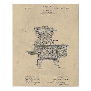 Vintage Fancy Stove Patent Illustration Faux Canvas Print