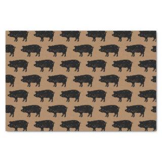 Vintage farm pig silhouette custom color brown tissue paper