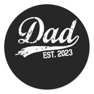 Vintage Father's day Promoted to Dad est 2023  Classic Round Sticker