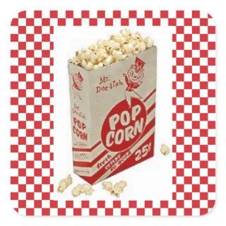 Vintage Fifties Pop Corn Red Check Stickers
