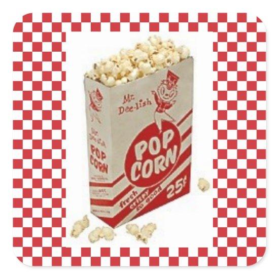 Vintage Fifties Pop Corn Red Check Stickers