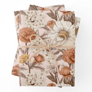 Vintage Floral Antique Blush Peach Boho Wildflower  Sheets