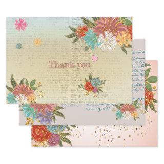 Vintage Floral Antique Script Botanical  Sheets