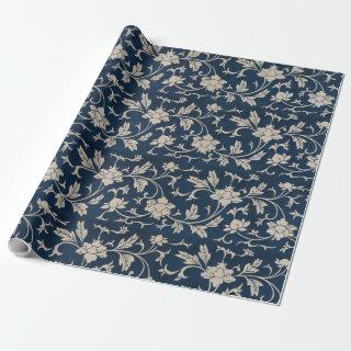 Vintage Floral Blue Chinoiserie