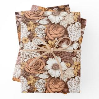 Vintage Floral Brown Copper Boho Fall Wildflower  Sheets