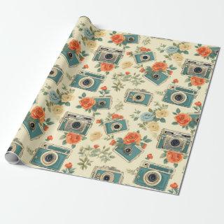 Vintage Floral & Camera Pattern