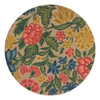 Vintage Floral Designer Garden Artwork Classic Round Sticker