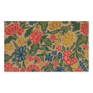 Vintage Floral Designer Garden Artwork Rectangular Sticker