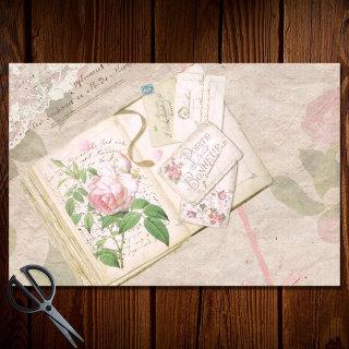 Vintage Floral French Scrapbook Ephemera Decoupage Tissue Paper