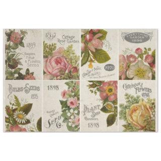 Vintage Floral Seed Packet Decoupage Tissue Paper