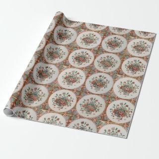 Vintage Floral Terracotta Tiles Pattern