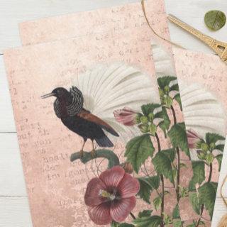 Vintage Floral Tropical Bird Tissue Paper