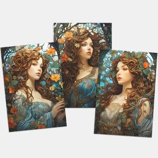 Vintage Floral Victorian Goddess Art Nouveau  Sheets