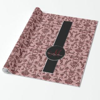 Vintage Florentine Damask (Red) (Monogram)