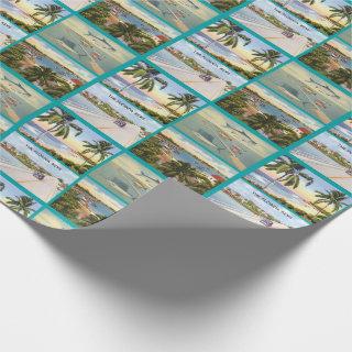 Vintage Florida Keys Scenes Collage Pattern