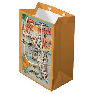 Vintage Florida map of attractions Medium Gift Bag