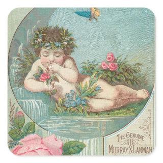 Vintage Florida Water Ad with Cherub 1888 Square Sticker