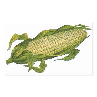 Vintage Food, Healthy Vegetables, Corn on the Cob Rectangular Sticker
