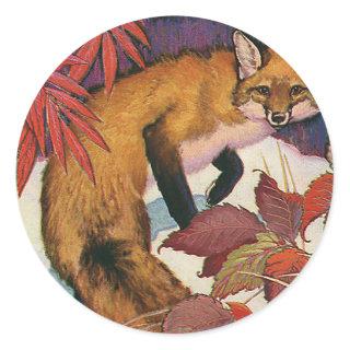 Vintage Forest Creatures Red Fox Wild Animal Classic Round Sticker