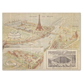 Vintage France Map Tissue Paper or Decoupage