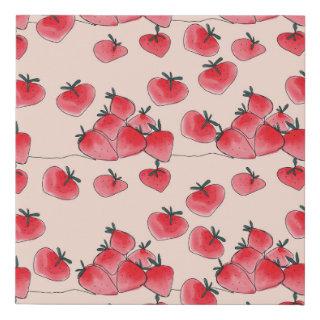 Vintage Freehand Strawberry Watercolor Pattern Faux Canvas Print