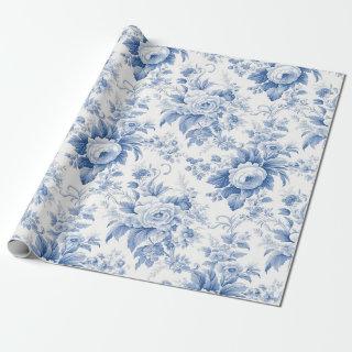 Vintage French Floral Toile Blue