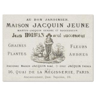 Vintage French Gardener Typography Farmer Paris Ad Tissue Paper